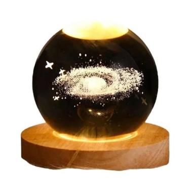 Imagem de Luminária de Mesa 3D Lua e Saturno - Bola de Cristal com LED USB, galá