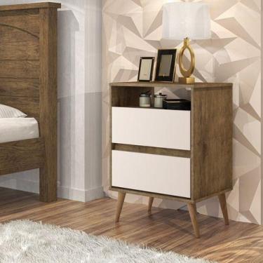 Imagem de Mesa Auxiliar Cabeceira Mudo Mesinha Quarto Criado Box Cama 2 Gavetas 