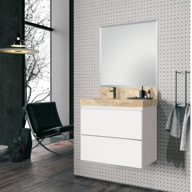 Imagem de Banheiro, Gabinete Lavatório Cuba Embutida 80Cm Branco