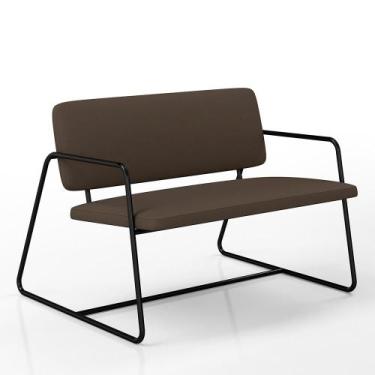 Imagem de Namoradeira Decorativa Sintra Estilo Industrial Pto/suede Marrom - M.a