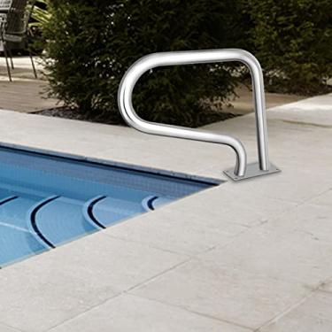 Imagem de Corrimão de piscina, trilho de mão de piscina de aço inoxidável 304, capacidade de carga de 118 kg, trilho de piscina com placa de base de montagem rápida