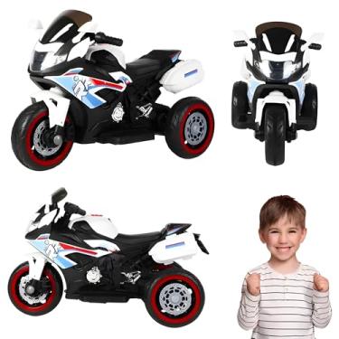 Imagem de Mini Moto Elétrica Infantil Esportiva, 3 Anos+, Capacidade 30kg, Branca com Detalhes em Azul e Vermelho