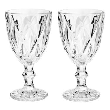 Imagem de Jogo 2 Taças Água/Vinho Vidro Transparente Diamante Premium 300ML
