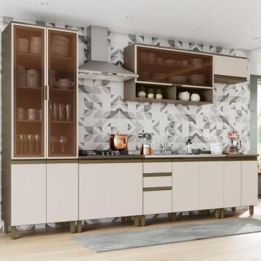 Imagem de Cozinha Modulada 331,5cm Completa 6 Peças com Cristaleira 13 Portas 2 