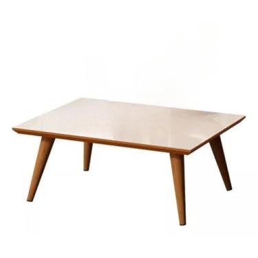 Imagem de Mesa De Centro Retangular Para Sala De Estar Com Pés Palito Em Madeira(OFF WH/FREIJÓ)