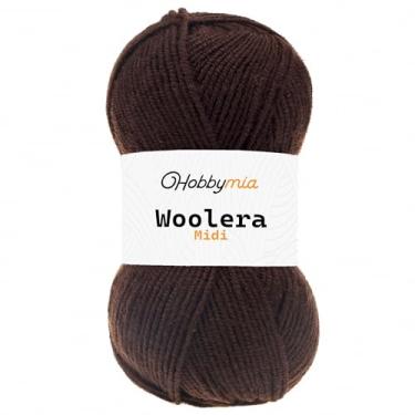 Imagem de HobbyMia Fio de lã midi Woolera - 100 g / 186 jardas - (4) peso penteado - 75% acrílico, 25% lã (marrom, 1 novelo)