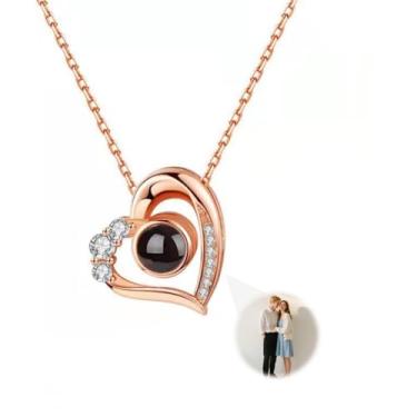 Imagem de Colar com foto personalizada com imagem dentro, colar de pingente de coração personalizado, colar de projeção de imagem para mãe, esposa, casais, dia dos namorados, dia das mães, presente memorial de