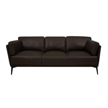 Imagem de Sofá De Couro Lexus 3 Lugares Marrom - Mempra