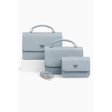 Imagem de Kit 3 Bolsas Femininas Mão e Tiracolo – Elegância Versátil para Todas as Ocasiões e Presentes (Azul)
