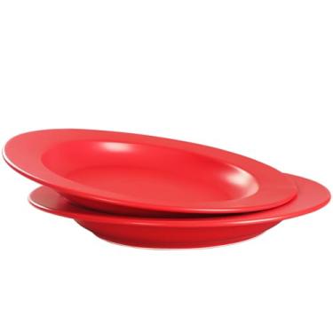 Imagem de jinsongdafa Tigela de sopa, tigela de salada branca, conjunto de 2, tigela larga de porcelana em relevo, 283 g, pode ir ao micro-ondas e à máquina de lavar louça, melhor para gourmets e restaurantes