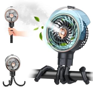 Imagem de Ventilador de carrinho de bebê Misting, ventilador de nebulização portátil de 100 ml para carrinho, ventiladores de clipe ao ar livre para tripé removível de bebê, ventiladores de mão, ventiladores de