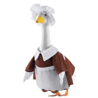 Imagem de EKOREST Roupas de ganso de peregrino para estátua de gramado de 58 cm, fantasia feminina de menina para estátua de plástico/cimento, roupas de escultura sazonal para decoração de festa