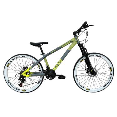 Imagem de Bicicleta Aro 26 Vikingx Tuff X35 Cinza Fosco Alumínio 21v Câmbios Shimano Tz Freio a Disco Rodas Vmaxx Branco