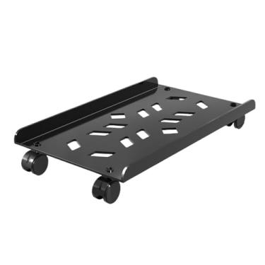 Imagem de Suporte de CPU de aço para CPU, carrinho de torre de PC móvel com rodas giratórias de bloqueio, suporte de CPU de piso ventilado para suporte de CPU de escritório doméstico (preto)