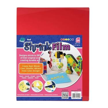 Imagem de Grafix Película retrátil - Folhas opacas vermelhas de 21,6 x 28 cm, projete sua arte e encolha para criar joias, enfeites, artesanato em papel, etiquetas de presente, ornamentos e muito mais, pacote
