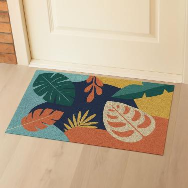 Imagem de Capacho Vinílico Estampado Antiderrapante 60x40cm Folhagens Uzoo