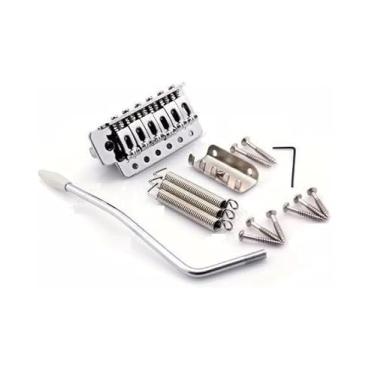 Imagem de Ponte para Guitarra Stratocaster com Sistema Double Locking, Tremolo Cromado, Kit Completo de Instalação