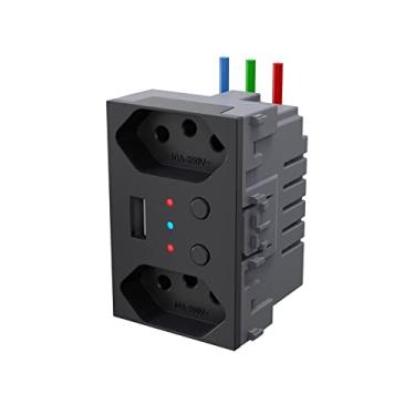 Imagem de TOMADA DUPLA COM USB SMART WI-FI WHOME REFINATTO Preto
