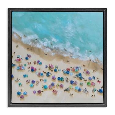 Imagem de Stupell Industries Guarda-chuvas olho de pássaro preto emoldurado tela flutuante arte design de parede por Emma Bell, 18 x 18