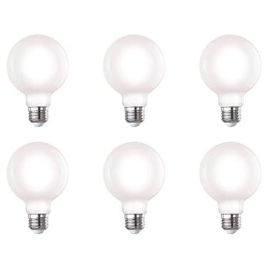 Imagem de Lâmpadas de filamento LED Laborate G25 reguláveis, 7 W = 60 W, 4000 K, lâmpadas globo E26, 800 lúmens, acabamento leitoso 120 V úmido, lâmpada de filamento LED antiga para casa, banheiro, corredor