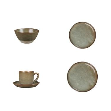 Imagem de TROSIQUANJIA Tigela de arroz em spray de cor sólida de cerâmica para uso doméstico japonês simples - flores amarelas e verdes