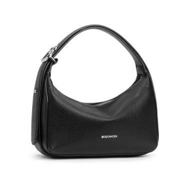 Imagem de BOSTANTEN Bolsa pequena preta para mulheres, bolsa de couro vegano, bolsa de ombro moderna com alça ajustável, Preto, 9.4" x 5.51" x 3.54", Bolsa tiracolo