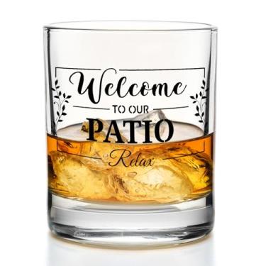 Imagem de Yomisex Copos de uísque Outside Bar 283 g, presentes para amantes de pátio, bem-vindo ao nosso pátio, copos de pedras antiquados para mulheres e homens bebendo bourbon escocês, coquetel, licor, vodka