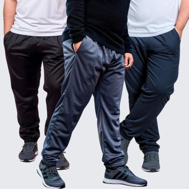 Imagem de KIT 3 Calça Jogger Masculina Plus Size Lisa Helanca Flanelada-Masculino