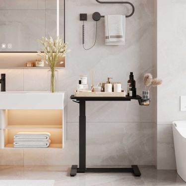 Imagem de Mesa Auxiliar de Altura Ajustável 70x66cm Flexispot Grafite Grafite