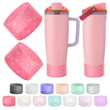 Imagem de 2 peças de bota de silicone compatível com Owala 850 g e 1,134 g FreeSip Sway garrafas e copos, capa protetora antiderrapante para copo Freesip Sway (rosa transparente)