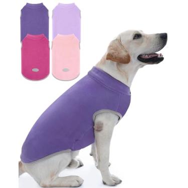 Imagem de XPUDAC 4 peças de moletom de lã para cães, colete quente de inverno, roupas para cães pequenos, médios, grandes, meninas, moletom macio para cachorrinho, jaqueta de clima frio, 510-colete-3GG