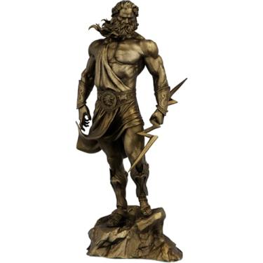 Imagem de Estátua Zeus Mitologia Grega Estatueta Júpiter - Versão 4 (Cor Ouro Velho)