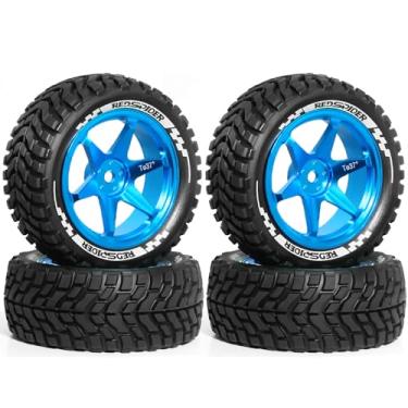 Imagem de WLYEJEA Aluminum Alloy 1/10 On-Road Rally Wheel Tires 2.95" OD Rubber Tyres&6-Spoke Rim 12mm Hex for 1/10 Tamiya TT01 TT02 XV02 XV01 WLtoys HSP Kyosho WR8 RedCat Sakura HPI