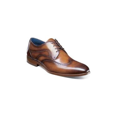 Imagem de STACY ADAMS Brayden Wingtip Sapato Oxford masculino com cadarço, Bronzeado, 8 Wide