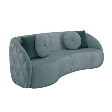 Imagem de Sofá 3 Lugares Para Sala Living Olimpo 240 cm M03 Veludo Azul Claro