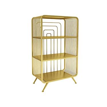Imagem de Suporte de impressão, suporte de impressora de ferro forjado, prateleira de arquivos, estante de livros, escritório, casa, cozinha, quarto, mesa de cabeceira (dourada) mesa de impressora (tamanho: D)