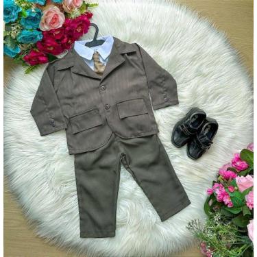 Imagem de Terno Infantil Verde com Camisa Branca e Gravata Verde com Detalhes El