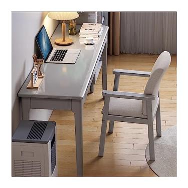 Imagem de GRFIT Mesa de escritório de madeira maciça estreita mesa de PC mesa de escritório doméstico mesa de PC quarto mesa de estudo pequena mesa de escrita doméstica mesa de PC (cor: latão, tamanho: 100 * 40