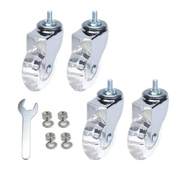 Imagem de MyyYiTar Rodízios de haste M8 de 5 cm Roda rosqueada de parafuso M8x15, parafusos de rodízio único giratório de borracha PU em rodas pequeno-transparente