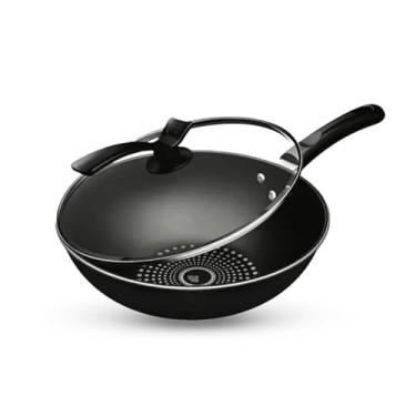 Imagem de Panela Wok Antiaderente 5L Preta com tampa - Casa Prestige