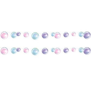 Imagem de Beistle 2 bandeiras coloridas de bolhas para decoração de festa de aniversário com tema de sereia Ocean Beach Under The Sea com tema de sereia, 17,78 cm x 2 m, azul/roxo/rosa/branco