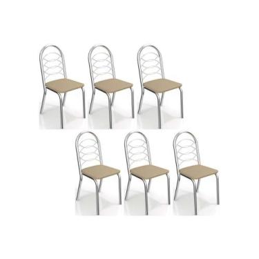 Imagem de Cadeiras de Cozinha Holanda C009 Kit 6 Un Cromada - Assento Nude 16 - 