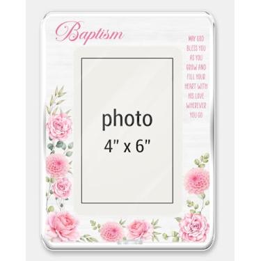 Imagem de Moldura de batismo, presentes de batismo para meninas, presentes de batismo para meninas, porta-retratos de acrílico para bebês católicos, foto de 10 x 15 cm