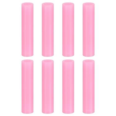 Imagem de 8 peças de pontas de canudo de silicone, capas de palha de metal, pontas de canudos reutilizáveis macias adequadas para canudos de aço inoxidável de 6 mm/0,24" OD, rosa