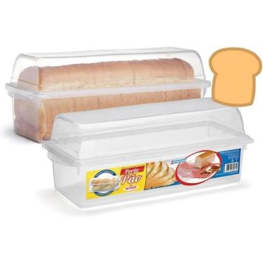 Imagem de 2X Porta Pão De Forma Com Tampa Transparente Pote Resistente