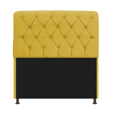 Imagem de Cabeceira Estofada Lady 160 Cm Queen Size Com Capitonê Suede - Doce Sonho Móveis Amarelo