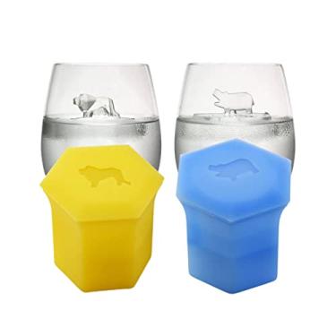 Imagem de Bandeja de cubo de gelo de leão com tampa, molde de máquina de gelo para freezer com recipiente, para resfriar uísque, coquetéis, café, vinho, fácil liberação livre de BPA (leão 1 e hipopótamo 1)