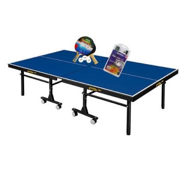 Imagem de MESA DE PING PONG C/ RODAS KLOPF 1008 MDF 25mm + KIT Raquetes e Bolinh