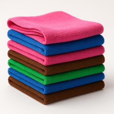 Imagem de Kit 10 Panos de Microfibra Multiuso 30x30cm Alta Absorção, Não Risca, Reutilizável, Ideal para Limpeza Doméstica, Vidros, Carros e Cozinha F&CShopp