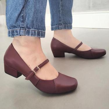 Imagem de Sapato Conforto Firezzi Boneca Joanete Salto Baixo 237887, Bordô, 37